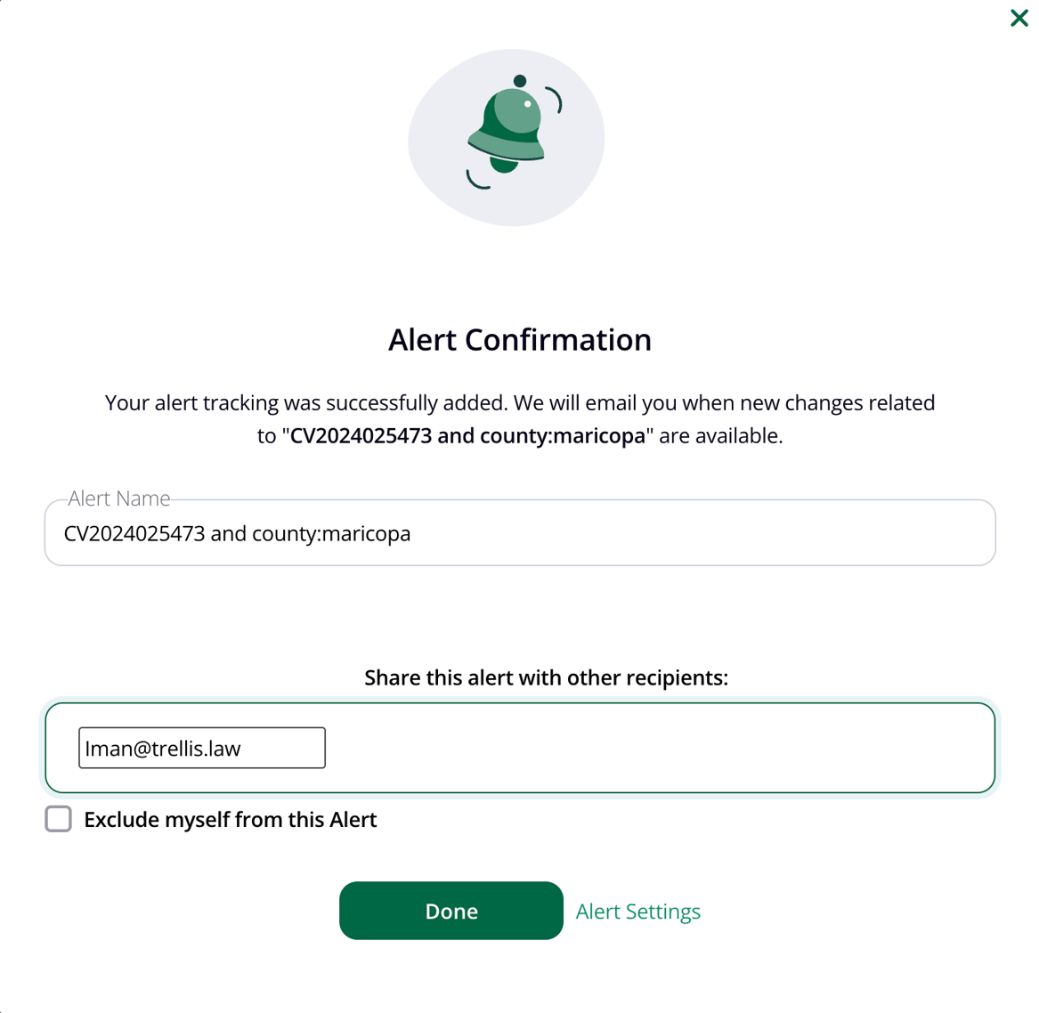 Adding Alert Recipients and Excluding Yourself from Notifications