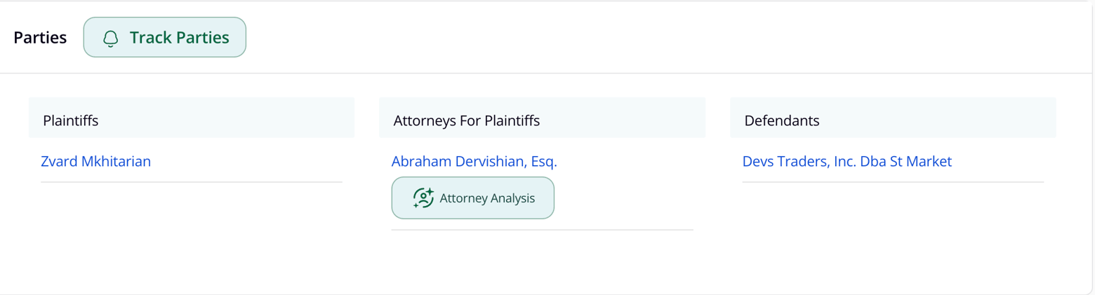 Contents of a Docket Page